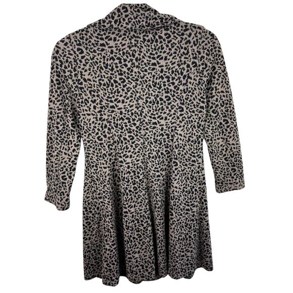 Fever Y2K Leopard Print Long Line Cardigan Duster Ruffled Collar Pockets Size XL - Picture 2 of 8